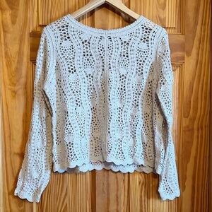 Adrianna Papell Beige Crochet Top